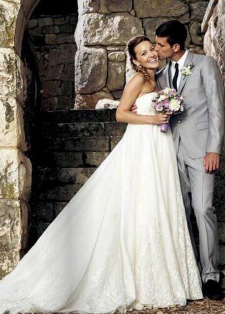 Dijana Djokovic’s son, Novak Djokovic and Jelena Ristic on their big wedding day.